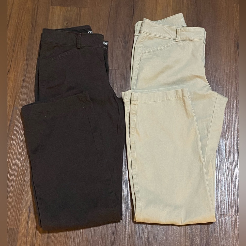 Two pairs of Dockers women’s khaki trousers, New